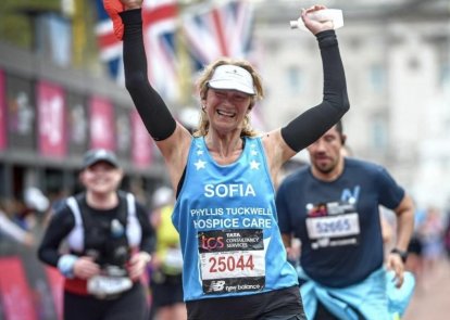 A London Marathon runner completing the course