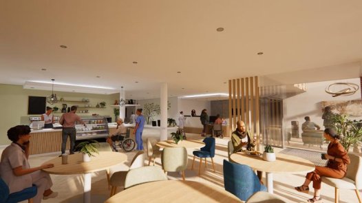 An illustration of the coffee shop in the new hospice