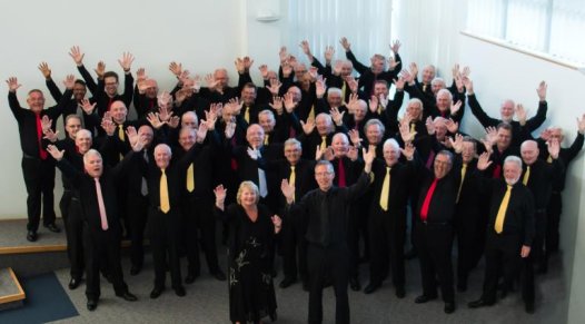 Smartly dressed choir cheering