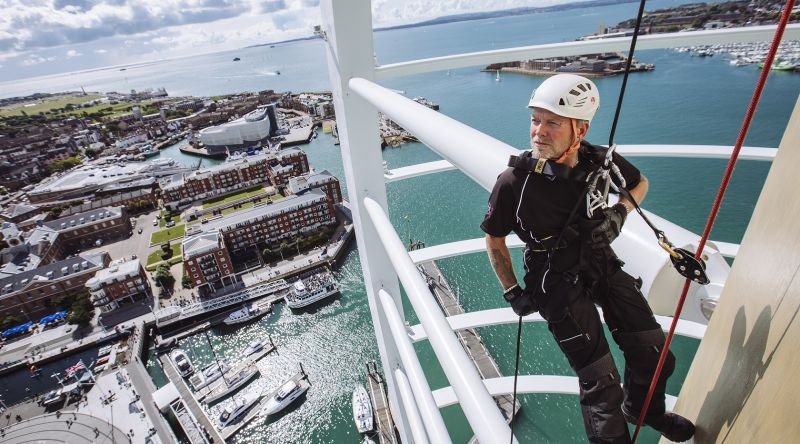 Abseiler at the top of the Spinnaker Tower