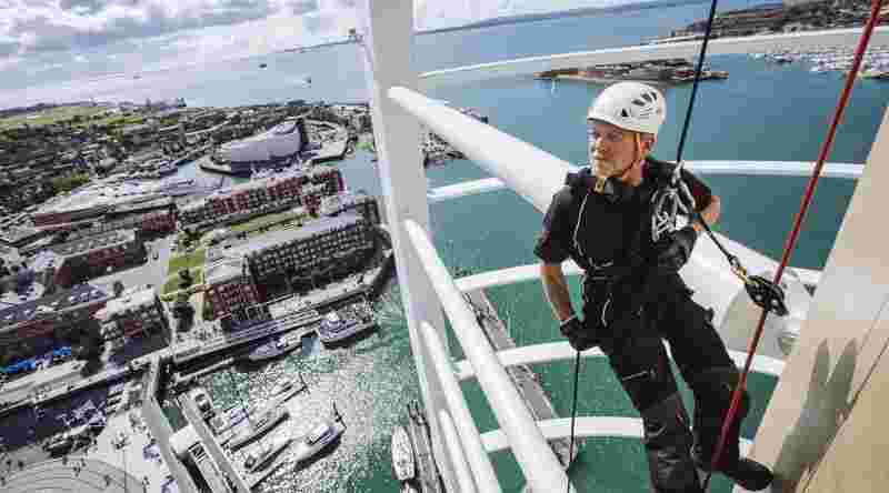 Abseiler at the top of the Spinnaker Tower
