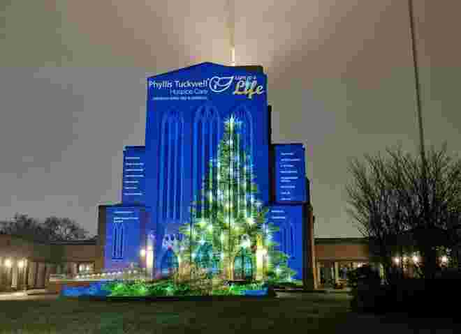 Light projection on to Guildford Cathedral