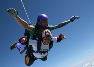 Phyllis Tuckwell supporter skydiving in tandem