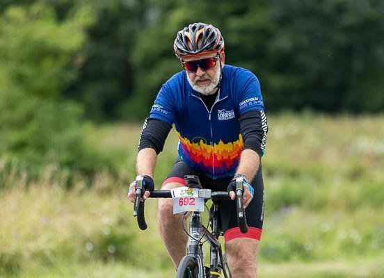 A cyclist in the countryside