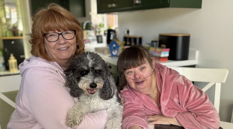 Emma and Sandra with their dog