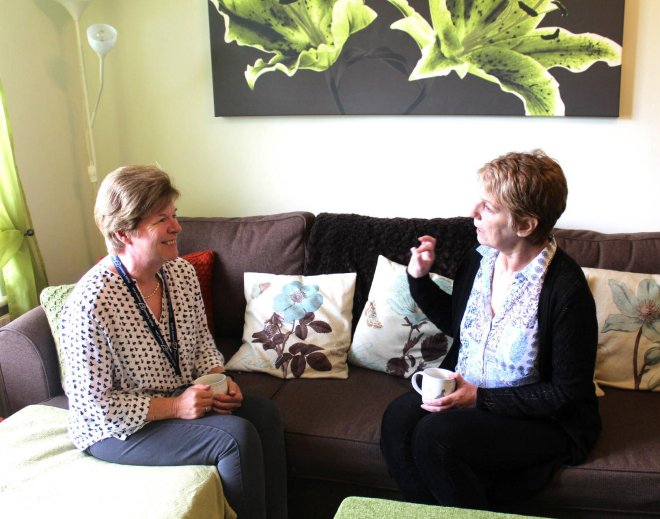 Kath and Paula talking