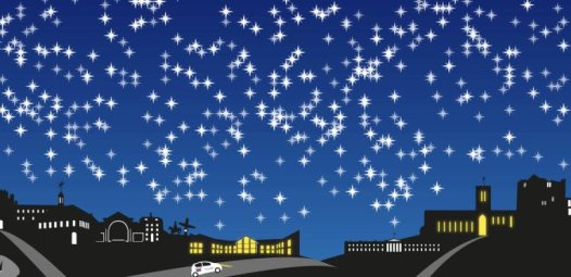 A night sky of stars over Guildford Cathedral