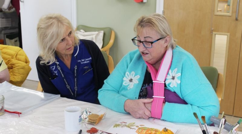 Nurse talking to patient
