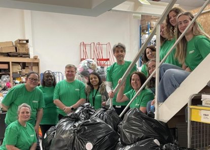A group of people with some bags