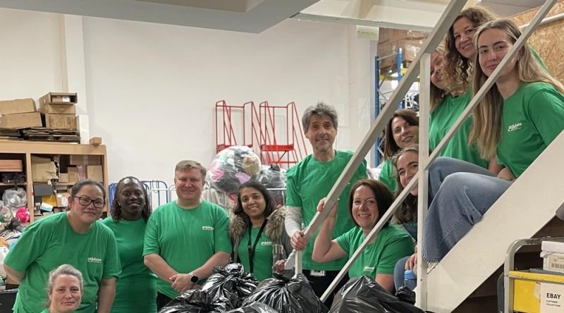 A group of people with some bags