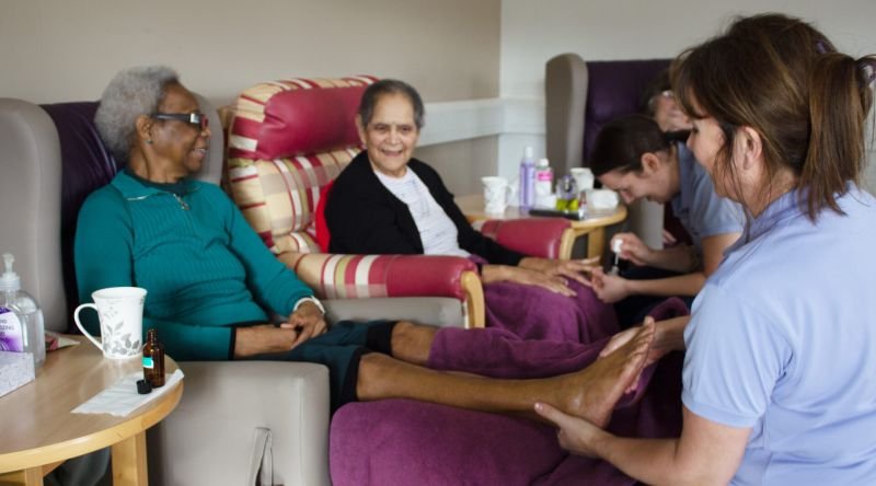 Patient receiving foot massage