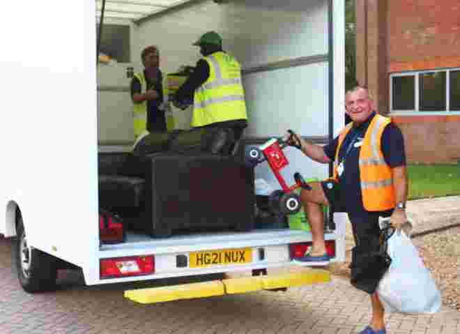 Men loading van