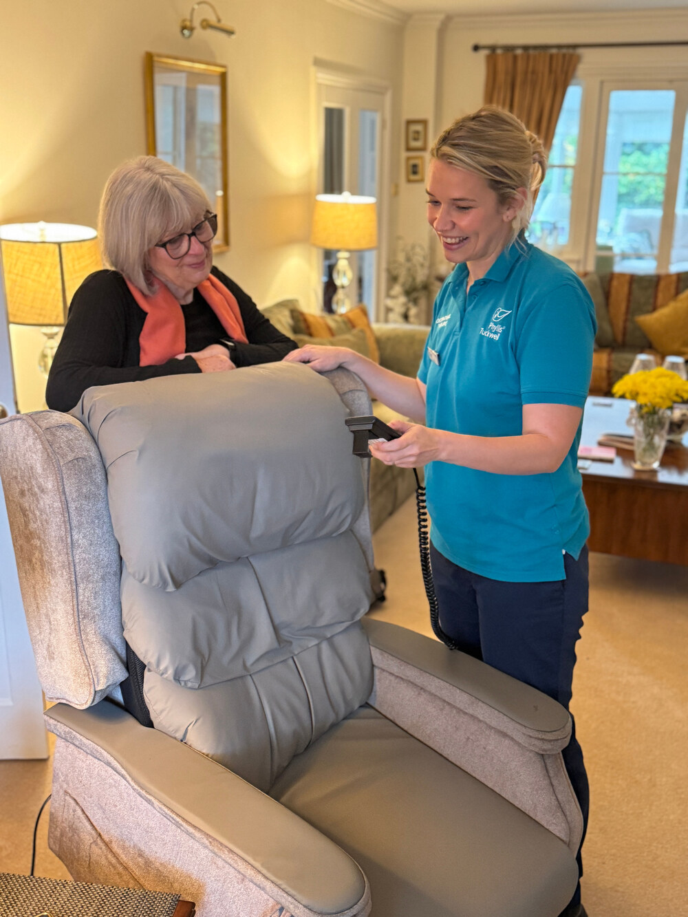 Jayne and Tori with chair