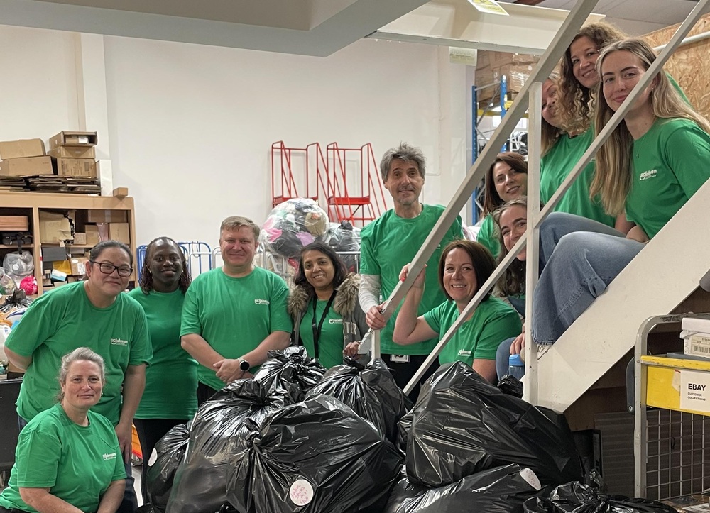 A group of people with some bags