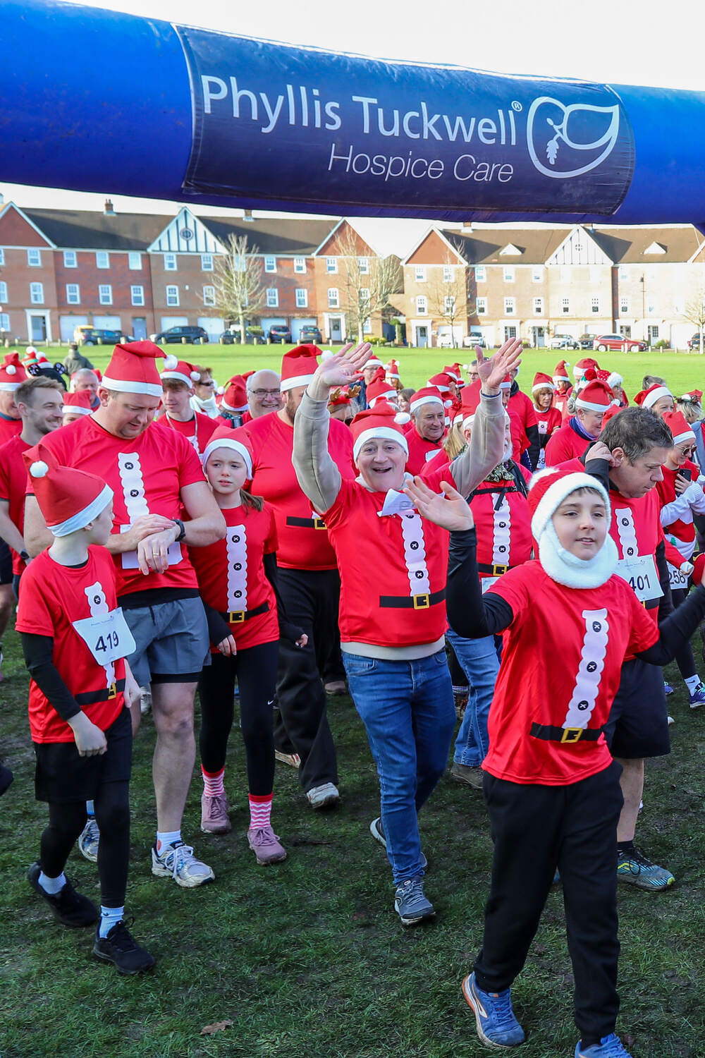 Runners in Santa t-shirts